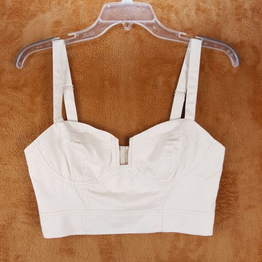 SONG OF STYLE Womens Top Small Cream Crop Tank Bustier Bra Adjustable Strap